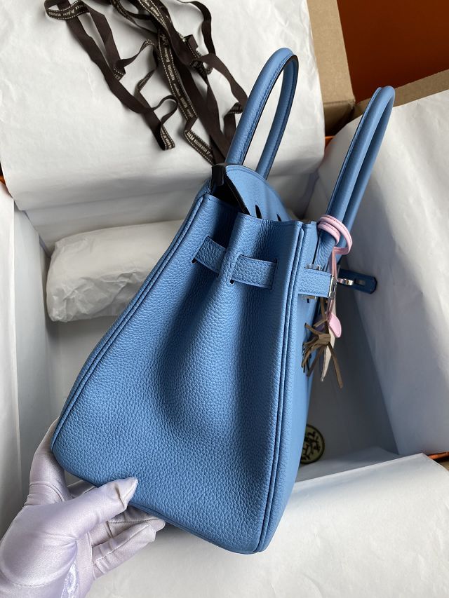 Hermes original togo leather birkin 25 bag H25-1 blue paradise