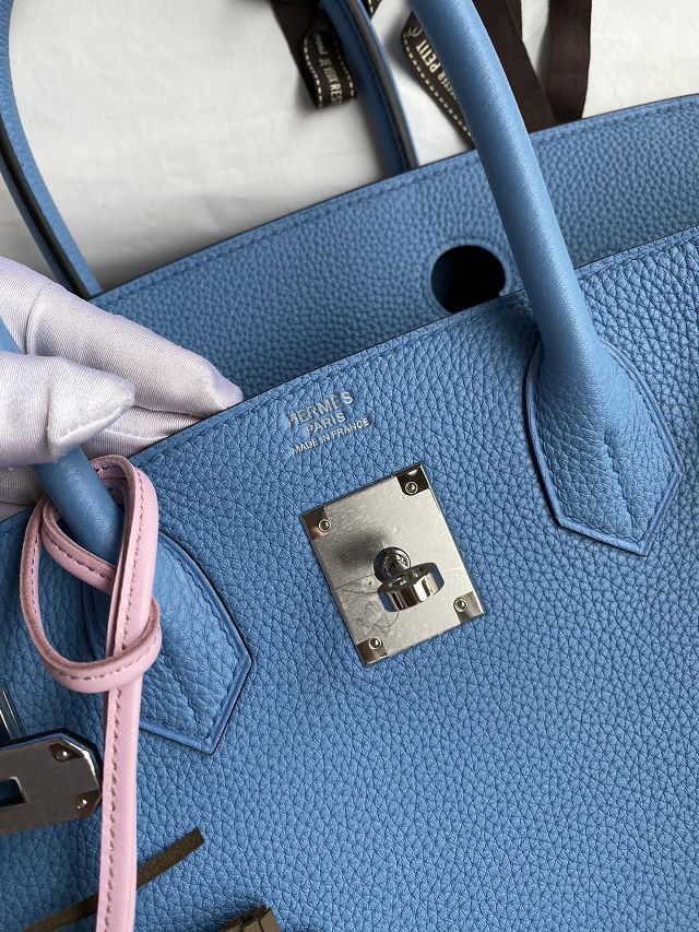 Hermes original togo leather birkin 25 bag H25-1 blue paradise