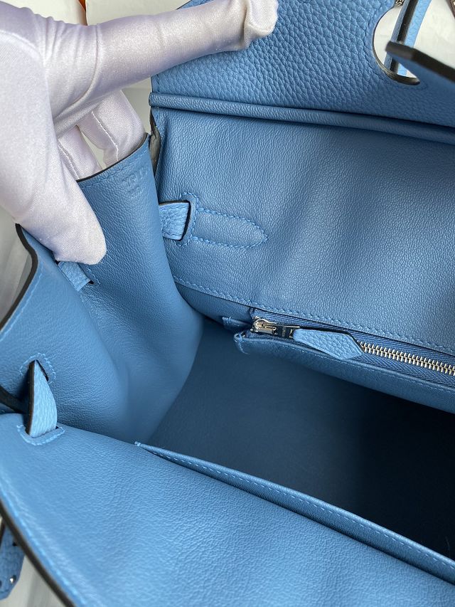 Hermes original togo leather birkin 25 bag H25-1 blue paradise