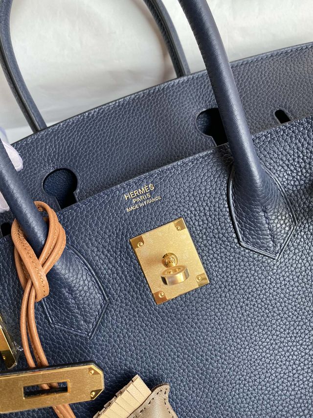 Hermes original togo leather birkin 30 bag H30-1 deep blue