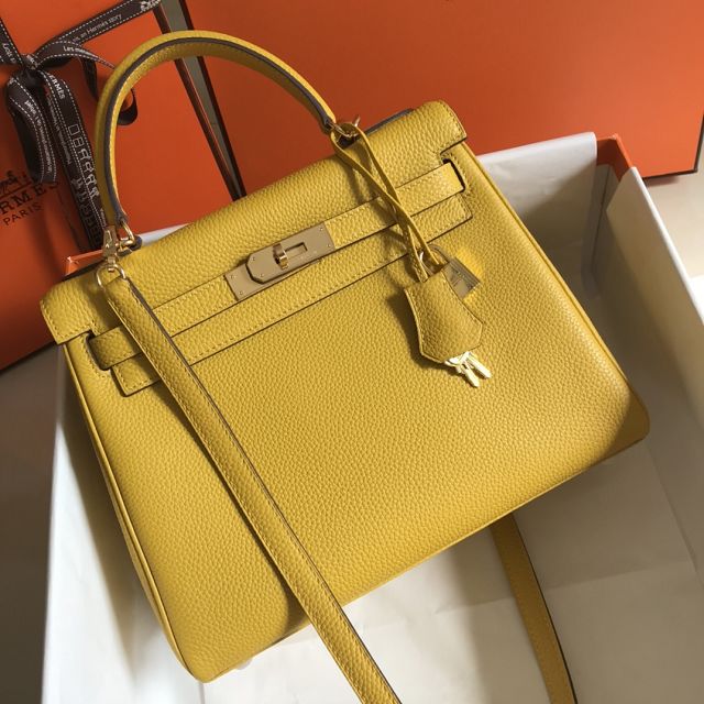 Hermes original togo leather kelly 32 bag K32-1 amber
