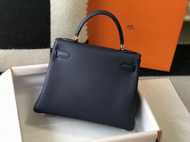 Hermes original togo leather kelly 32 bag K32-1 deep blue