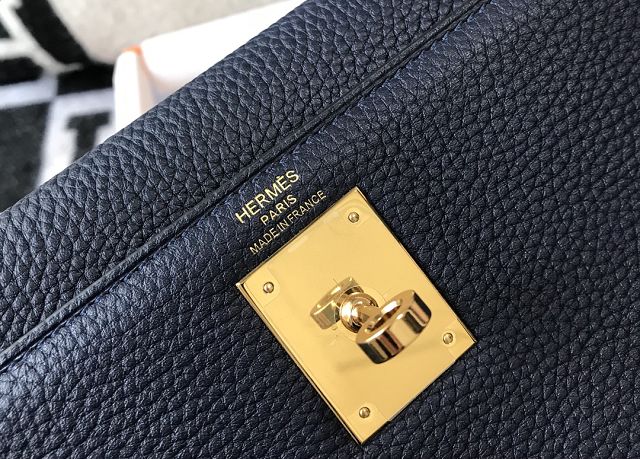 Hermes original togo leather kelly 32 bag K32-1 deep blue