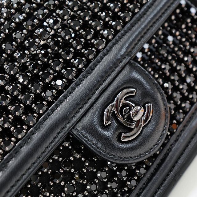 CC original crystal small flap bag AS4962 allblack