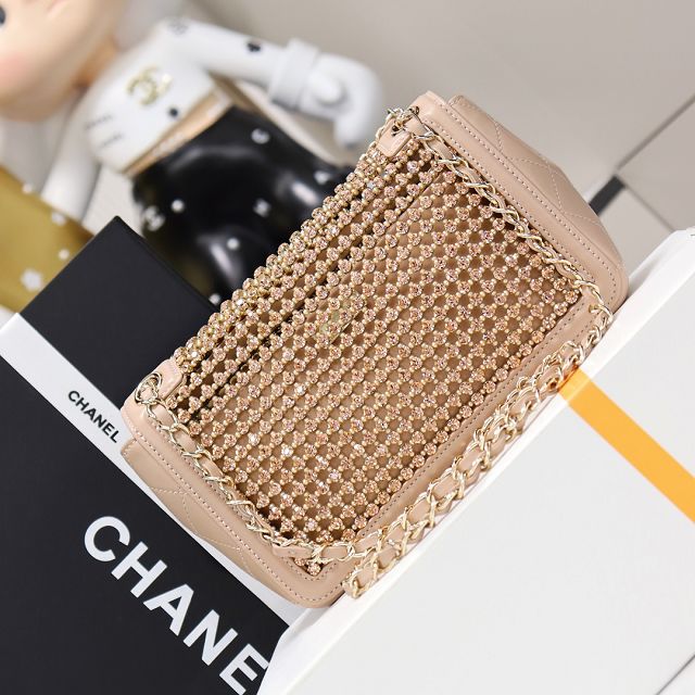 CC original crystal small flap bag AS4962 apricot
