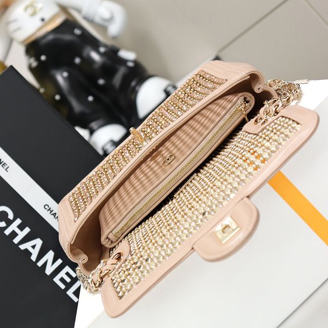 CC original crystal small flap bag AS4962 apricot