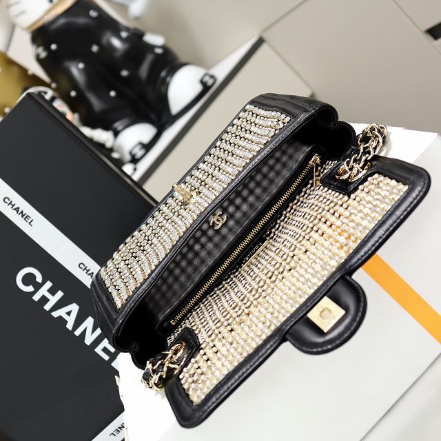 CC original crystal small flap bag AS4962 black
