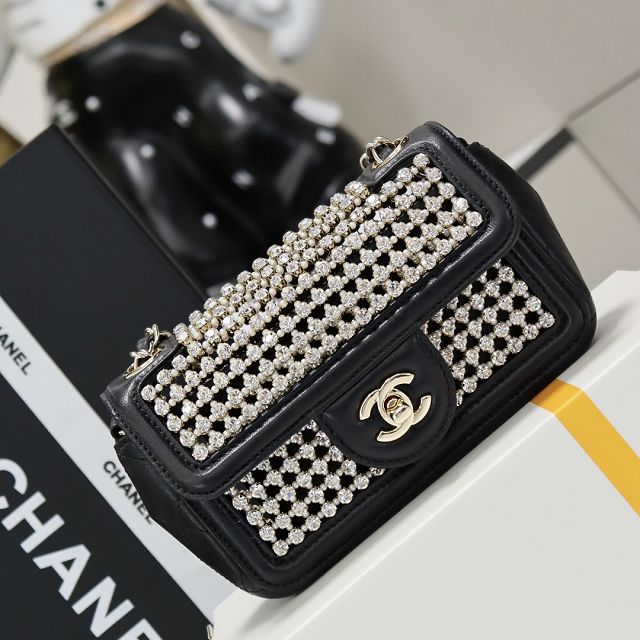 CC original crystal mini flap bag AS4961 black