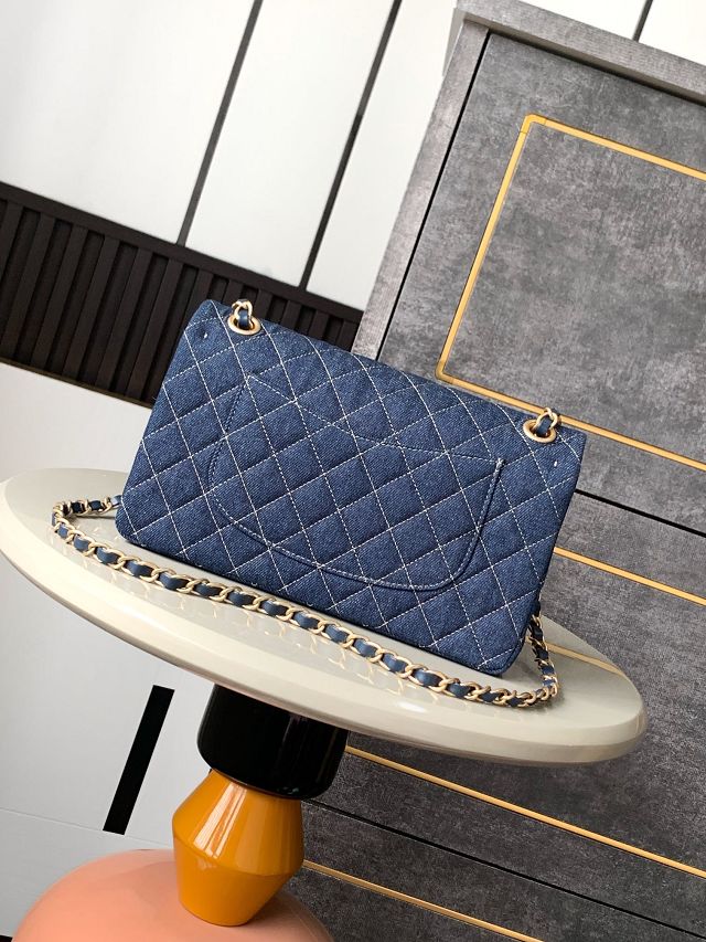 CC original denim medium flap bag A01112 dark blue