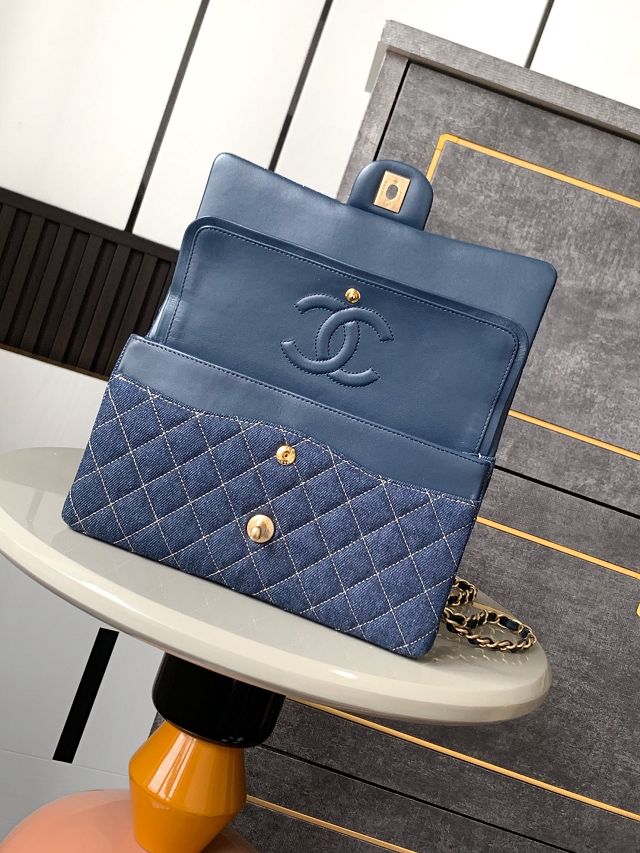 CC original denim medium flap bag A01112 dark blue