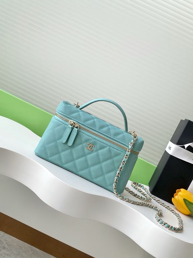 CC original grained calfskin vanity with chain AP4385 blue