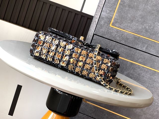 CC original sequins mini flap bag A69900 black