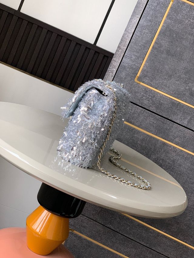 CC original sequins mini flap bag A69900 silver