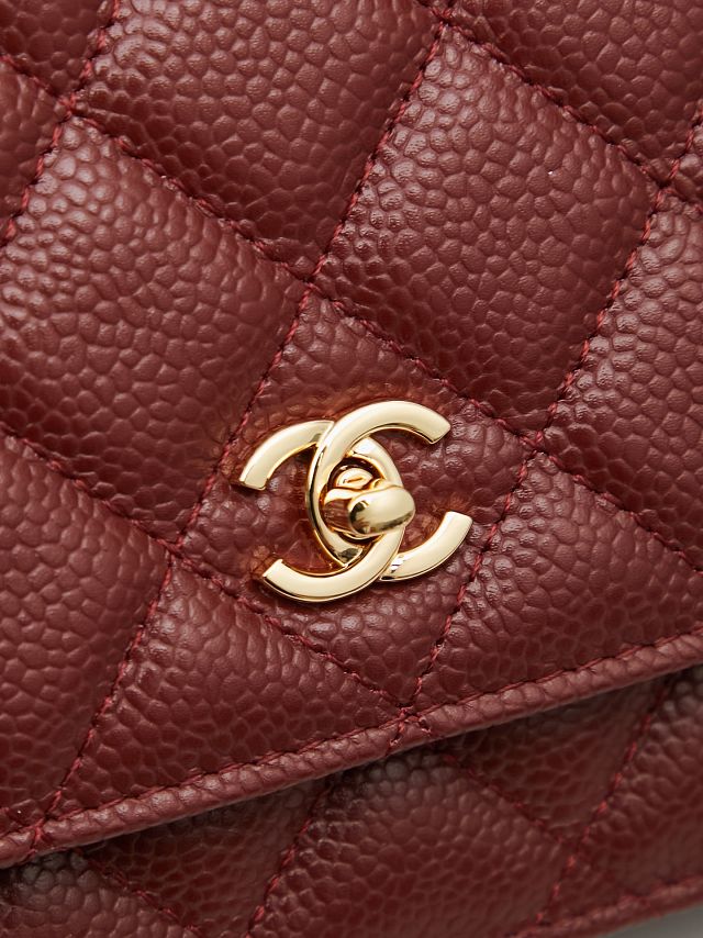 CC original grained calfskin wallet on chain AP4241 bordeaux
