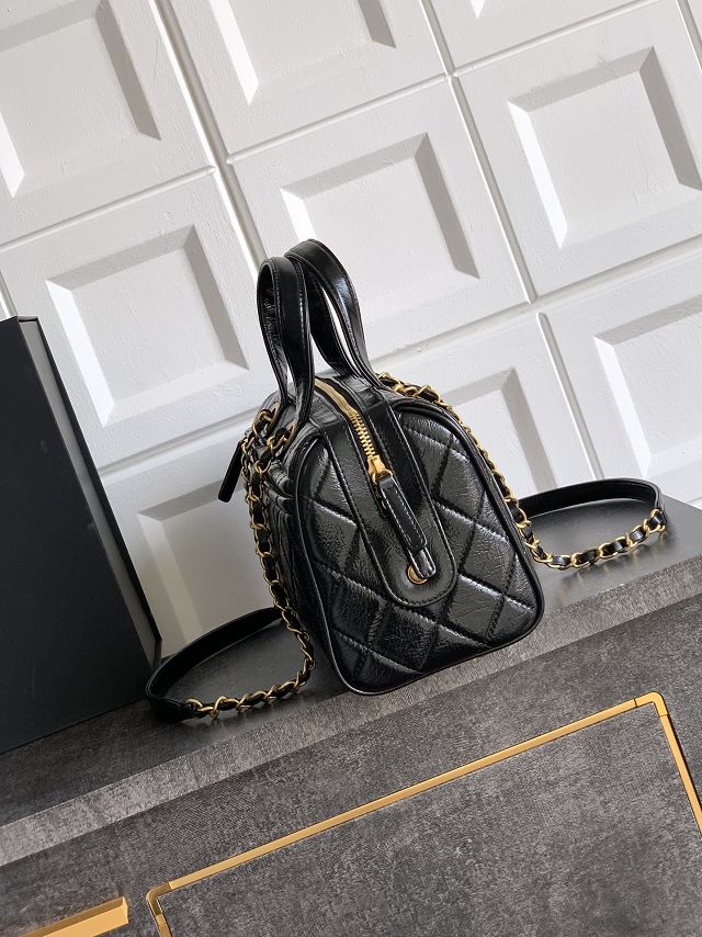 CC original crumpled calfskin large bowling bag AS5579 black