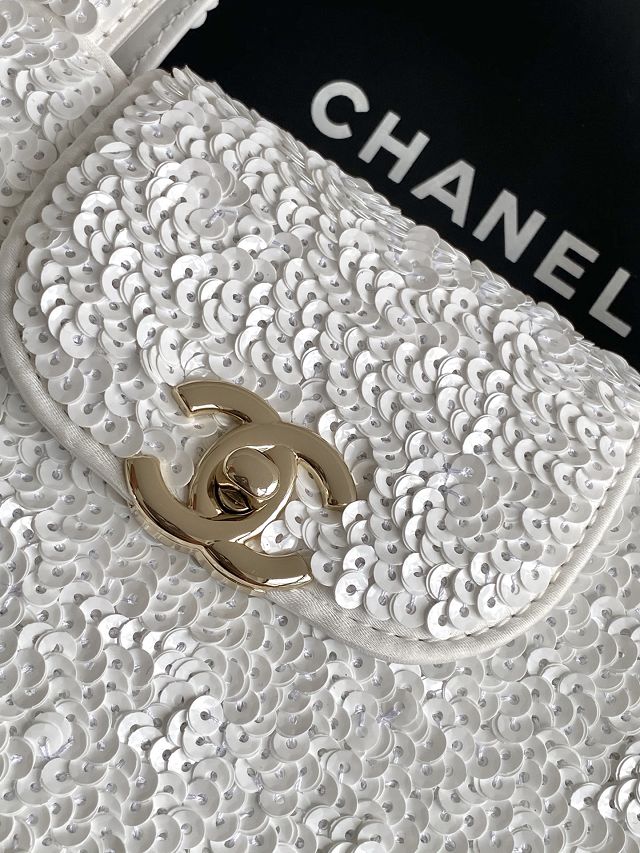 CC sequins mini shopping bag AS4416 white