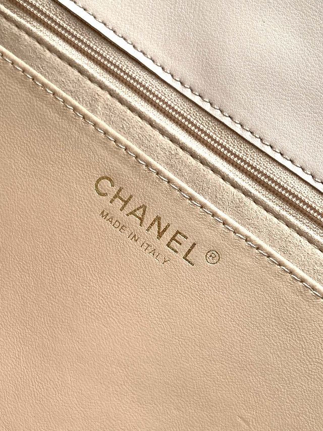 CC original calfskin maxi top handle flap bag AS5543 beige