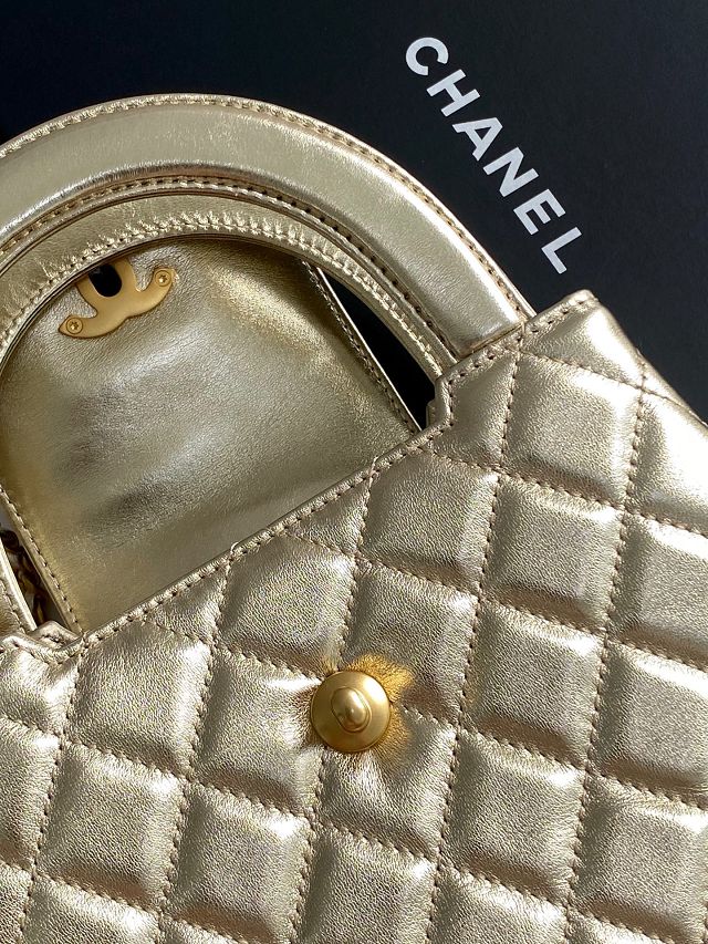 CC original calfskin mini shopping bag AS4416 gold