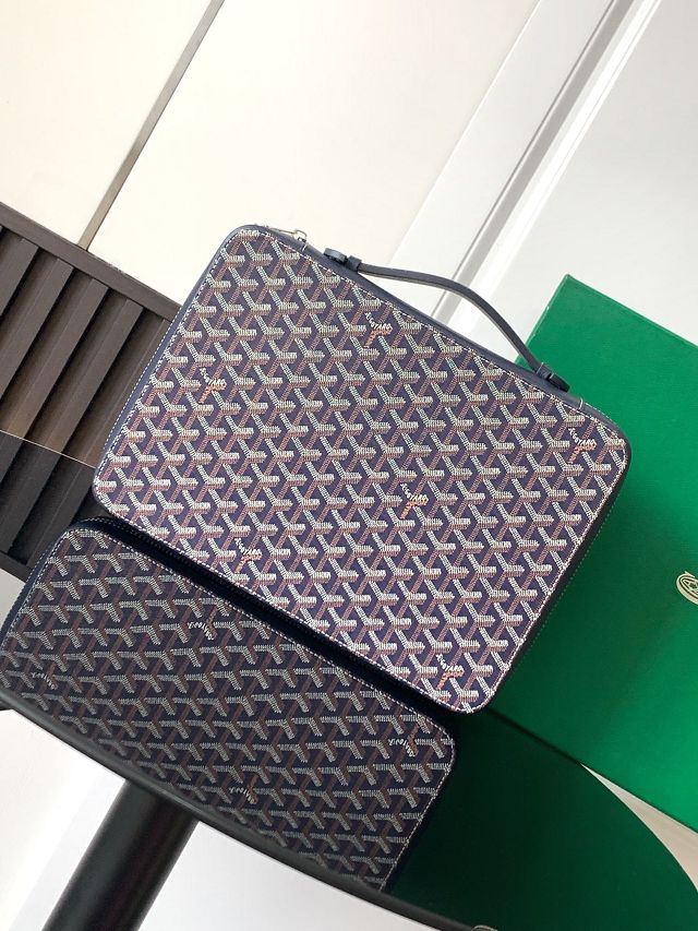 Goyard original canvas compagnon universel A4 bag GY0123 dark blue