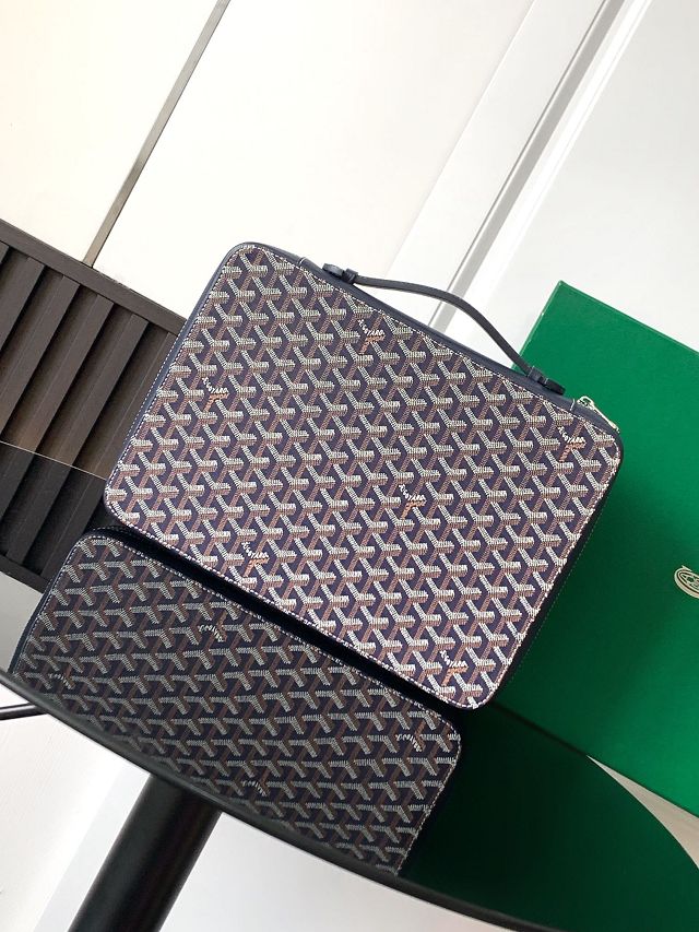 Goyard original canvas compagnon universel A4 bag GY0123 dark blue