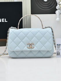 CC original grained calfskin mini top handle flap bag AS4591 blue