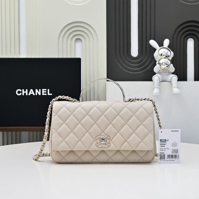 CC original grained calfskin top handle flap bag AS5554 beige