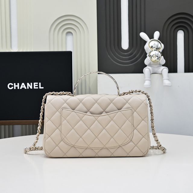 CC original grained calfskin top handle flap bag AS5554 beige