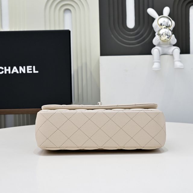 CC original grained calfskin top handle flap bag AS5554 beige