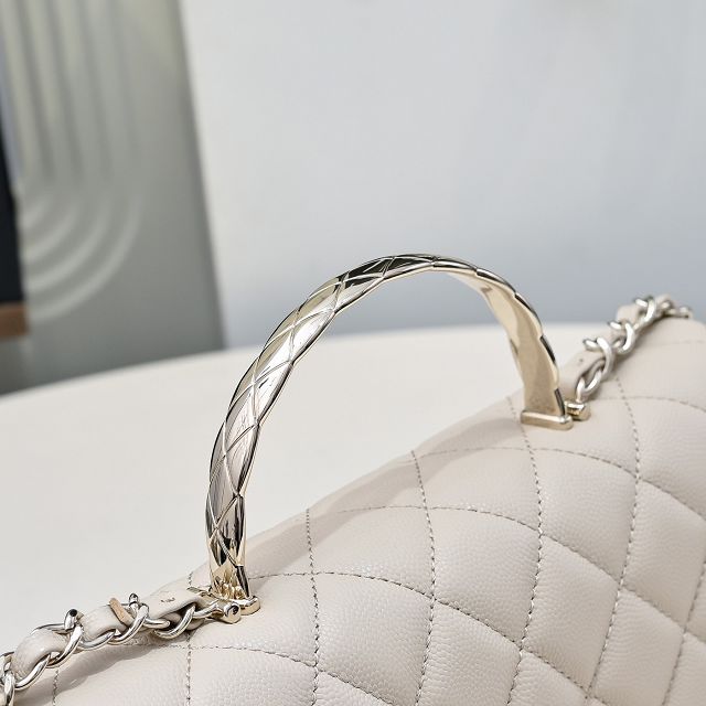 CC original grained calfskin top handle flap bag AS5554 beige