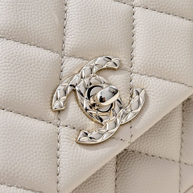 CC original grained calfskin top handle flap bag AS5554 beige