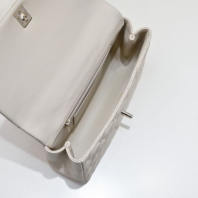 CC original grained calfskin top handle flap bag AS5554 beige