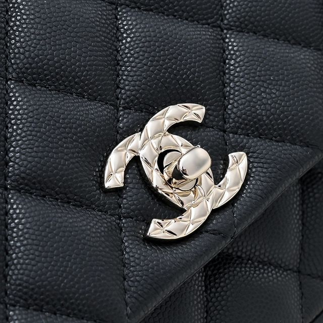 CC original grained calfskin top handle flap bag AS5554 black