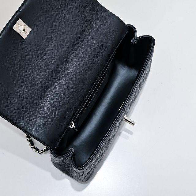 CC original grained calfskin top handle flap bag AS5554 black