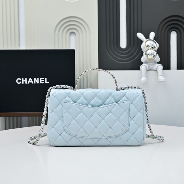 CC original grained calfskin top handle flap bag AS5554 blue