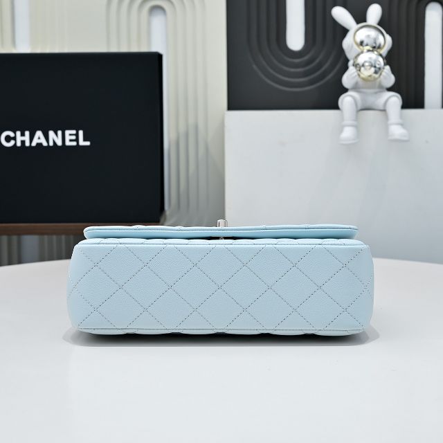 CC original grained calfskin top handle flap bag AS5554 blue