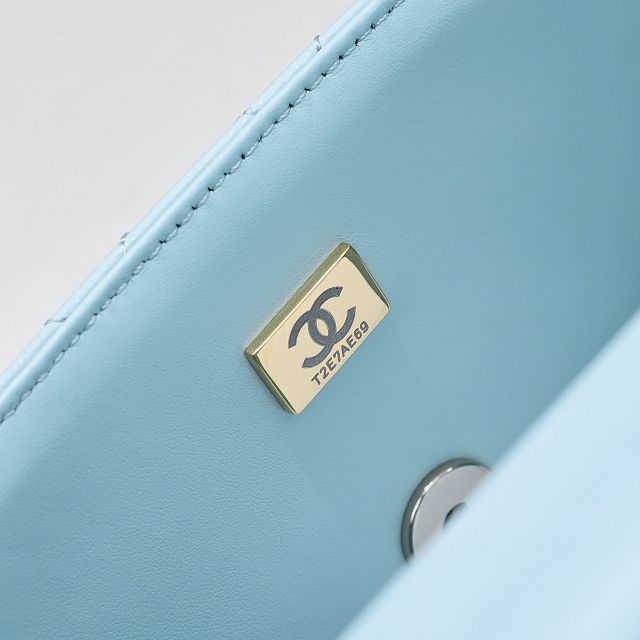 CC original grained calfskin top handle flap bag AS5554 blue