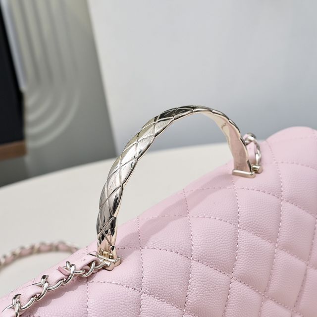 CC original grained calfskin top handle flap bag AS5554 pink