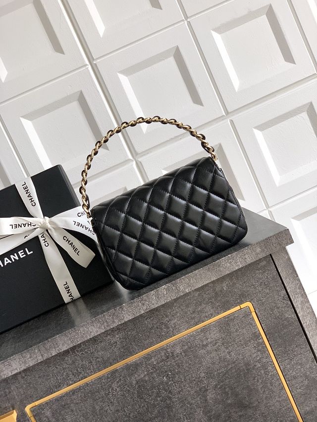CC original lambskin top handle clutch AP3240 black