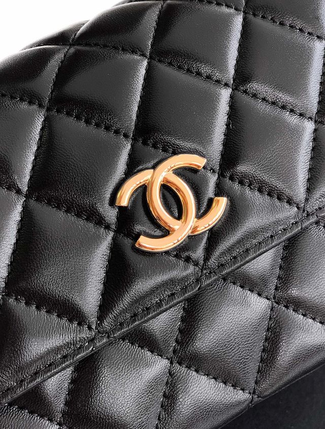 CC original lambskin top handle clutch AP3240 black