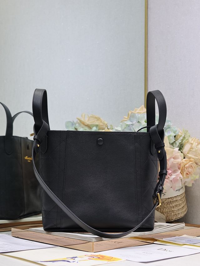 Dior original calfskin medium signature bucket bag M2841 black