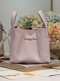 Dior original calfskin small signature bucket bag M2841 light pink