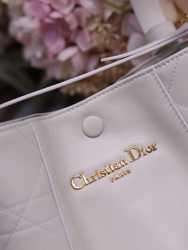 Dior original calfskin small signature bucket bag M2840 off-white
