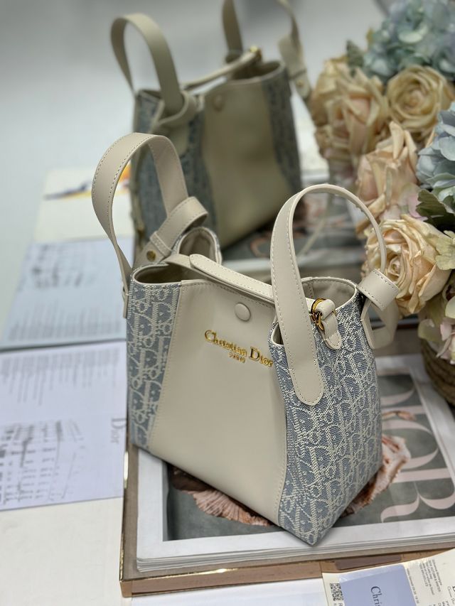 Dior original calfskin&canvas small signature bucket bag M2840 blue