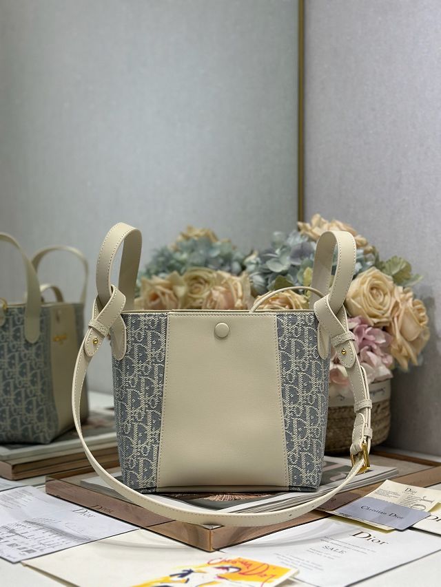 Dior original calfskin&canvas small signature bucket bag M2840 blue
