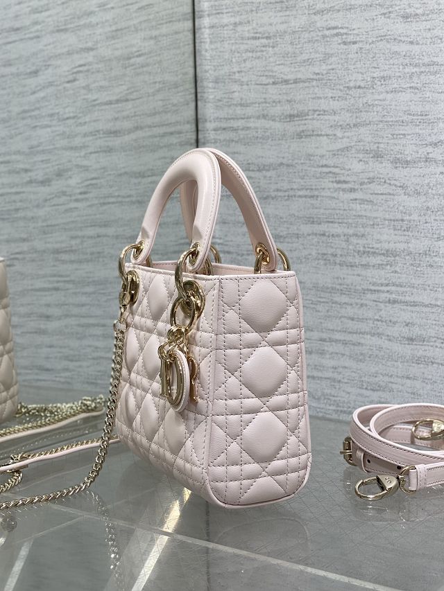 Dior original lambskin mini lady bag M0505 light pink