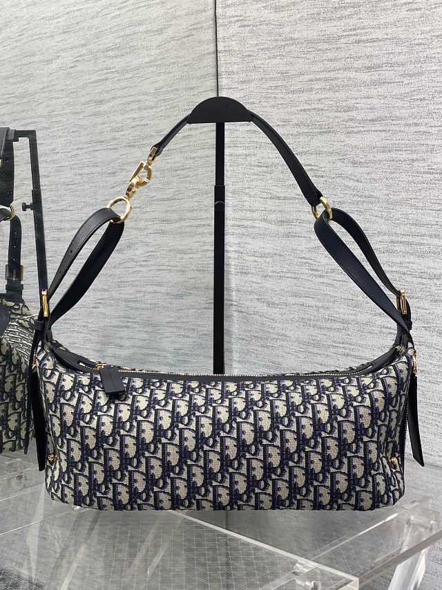 Dior original fabric medium D-Journey bag M2417 dark blue