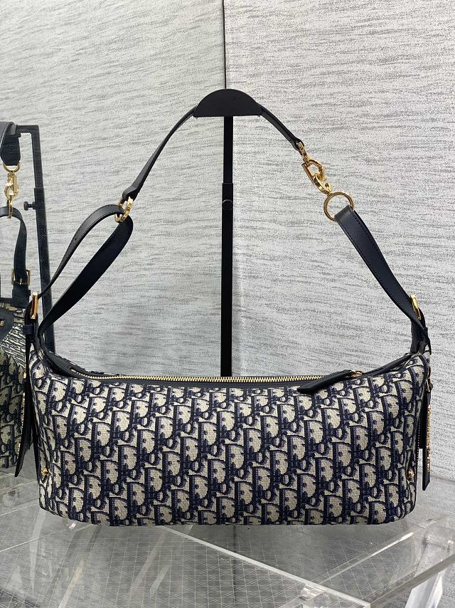 Dior original fabric medium D-Journey bag M2417 dark blue