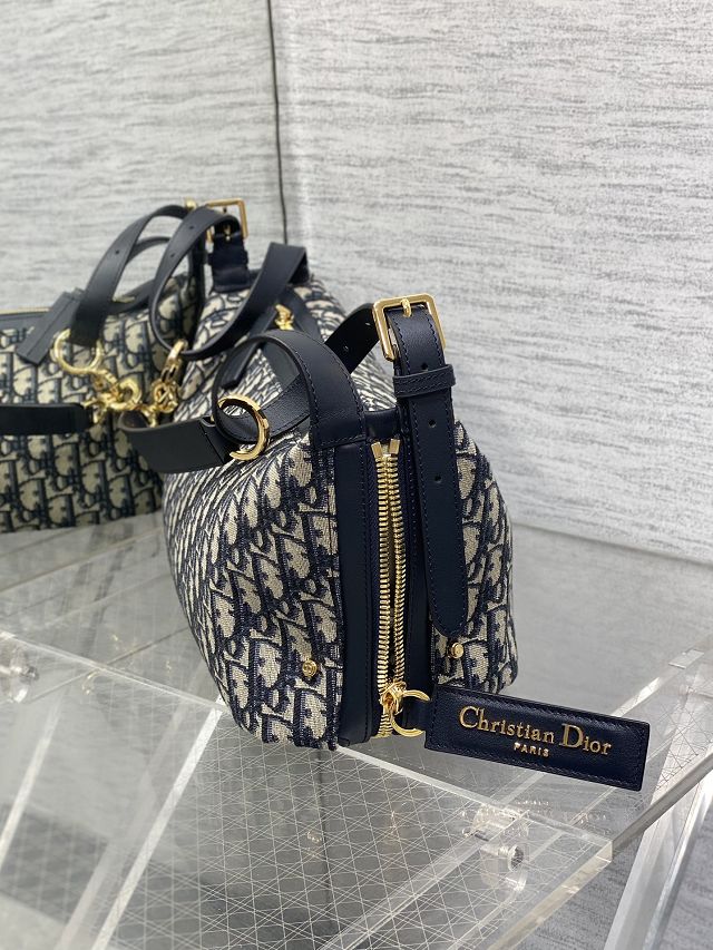 Dior original fabric medium D-Journey bag M2417 dark blue