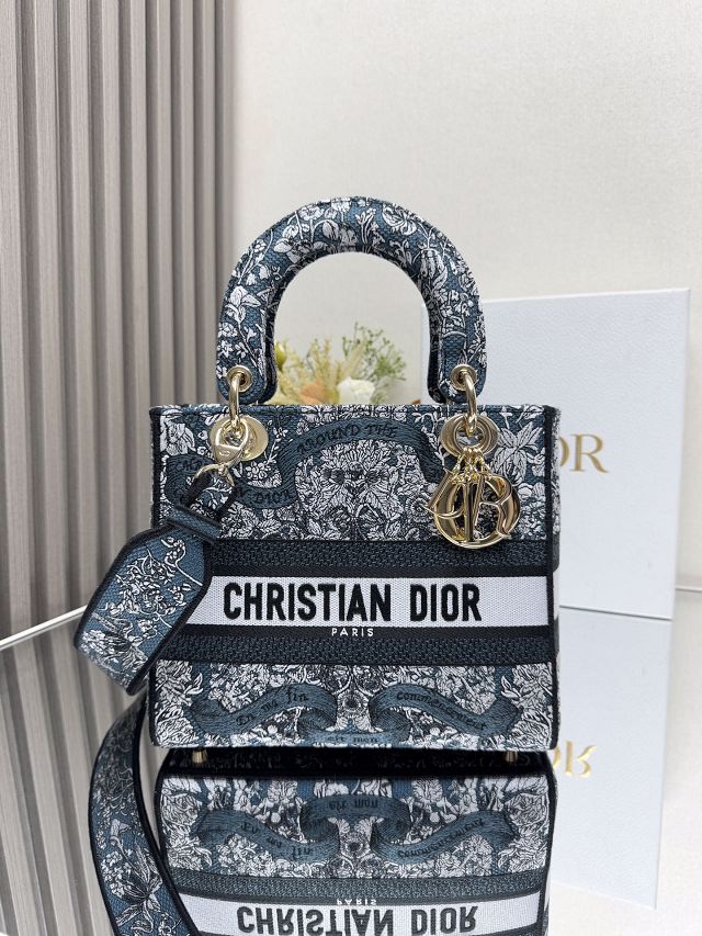 Dior original cotton medium lady bag M0565 