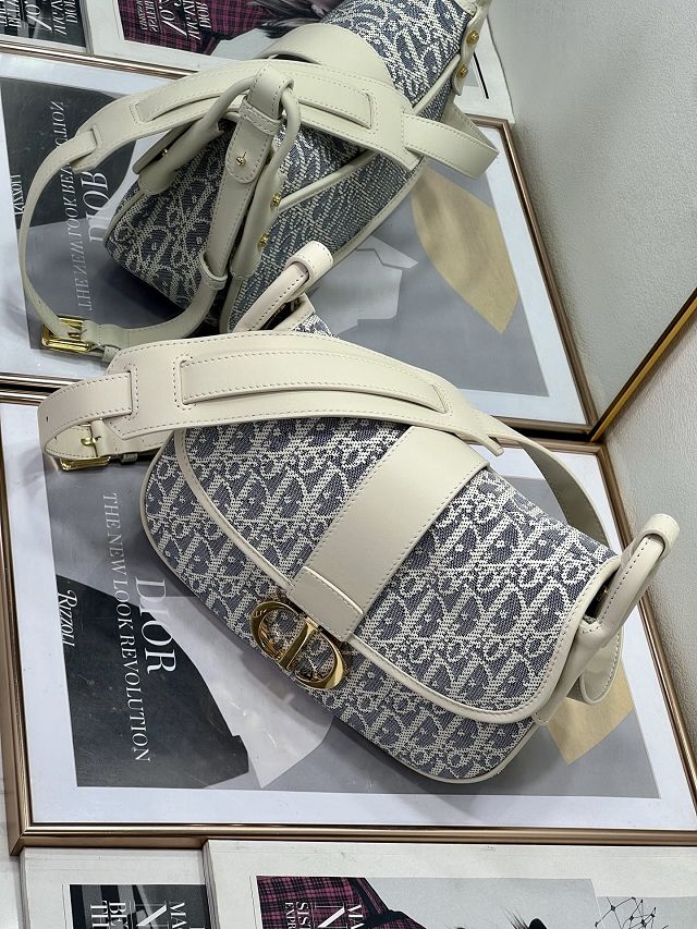 Dior original fabric 30 montaigne flap bag M9205 blue